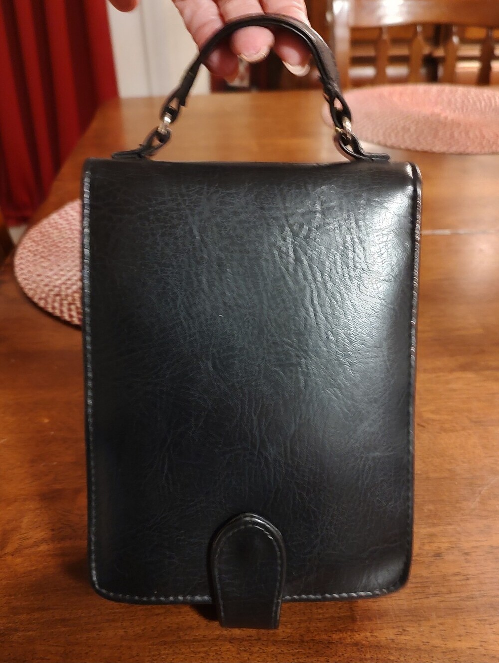 Black Leather Top-Handle Bag
